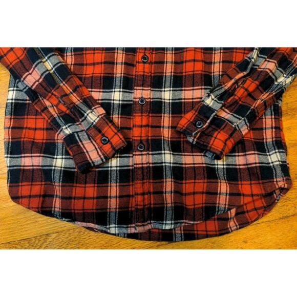 VTG American Eagle Flannel Shirt Men's Small Red Check Button Up Long Sleeve - Picture 3 of 8